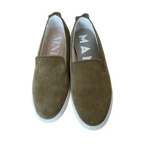 Manebi Suede Slip Olive Green HAMPTONS-MOKA Women's Size 36 Medium‎